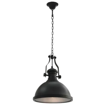 Dome Style Ceiling Pendant Light - Matt Black - 31 x 40cm