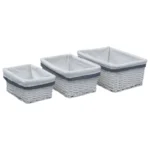 3 Piece Organiser - Nesting Willow Basket Set - White
