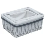 3 Piece Organiser - Nesting Willow Basket Set - White