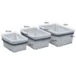 3 Piece Organiser - Nesting Willow Basket Set - White