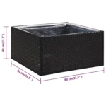 Poly Rattan Garden Planter – Plant Box Storage – 80 x 80 x 40cm