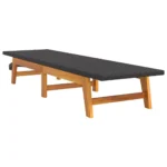 PE Rattan Sun Lounger - Acacia Wood - Black - 200 x 54 x 87cm