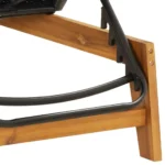 PE Rattan Sun Lounger - Acacia Wood - Black - 200 x 54 x 87cm