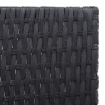 PE Rattan Sun Lounger - Acacia Wood - Black - 200 x 54 x 87cm