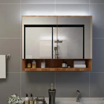 Bathroom Mirror Cabinet - Engineered Wood - Oak - 80 x 15 x 60cm