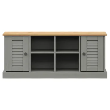 Shoe Storage Bench - Grey - Solid Pine Wood - 106 x 35 x 45cm