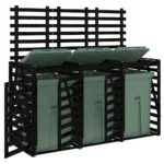 Triple Wheelie Bin Storage Unit - Pinewood - Black - 240 x 91.5 x 128.5cm