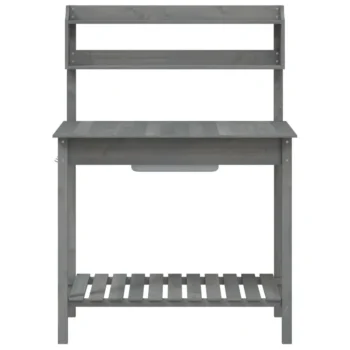 Potting Table/Bench With Sink - Fir Wood - Grey - 147.5 x 44 x 139.5cm