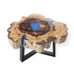 Tamarind And Resin Coffee Table - Sky Blue - 77 x 44cm