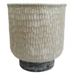 Plant Pot - Brushed Gold Stone Effect Planter - 32cm x 29cm