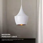 Modern Pendant Metal Ceiling Light - White - Gold Inner