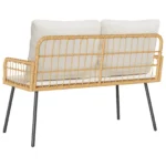 PE Rattan 2 Seater Garden Bench / Sofa - Natural - 114 x 64 x 78cm
