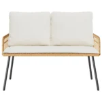 PE Rattan 2 Seater Garden Bench / Sofa - Natural - 114 x 64 x 78cm