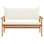 Garden Bench With Cushions - Solid Acacia Wood - 64 x 120 x 79cm