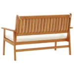 Garden Bench With Cushions - Solid Acacia Wood - 64 x 120 x 79cm