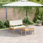 Garden Bench With Cushions - Solid Acacia Wood - 64 x 120 x 79cm