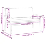 Garden Bench With Cushions - Solid Acacia Wood - 64 x 120 x 79cm