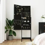 Mirror Jewellery Cabinet With LED Lights - Free Standing - Black