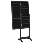 Mirror Jewellery Cabinet With LED Lights - Free Standing - Black