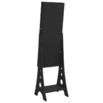 Mirror Jewellery Cabinet With LED Lights - Free Standing - Black Frame