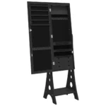 Mirror Jewellery Cabinet With LED Lights - Free Standing - Black Frame
