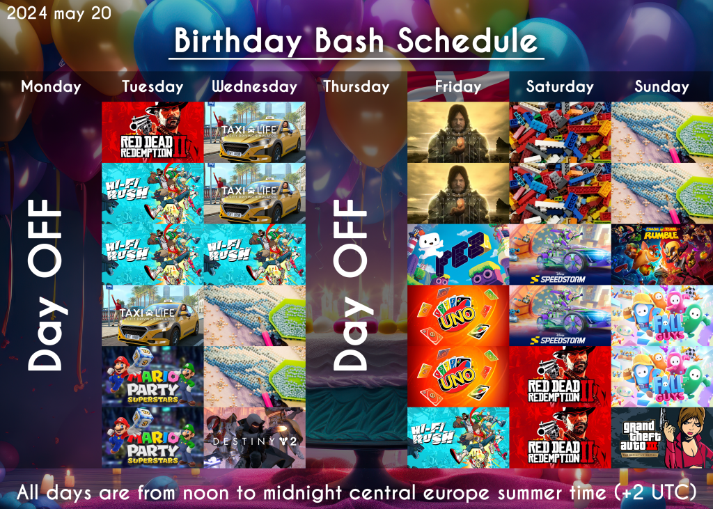 Birthday Bash Livestream on Twitch 2024 | Schedule