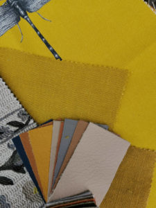 Yellow & mixed fabric swatches