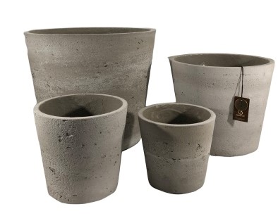 Batlow cement light cachepot set 4 – Olive