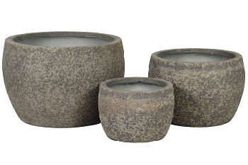 Crea Granite conic pot set 3 – greige