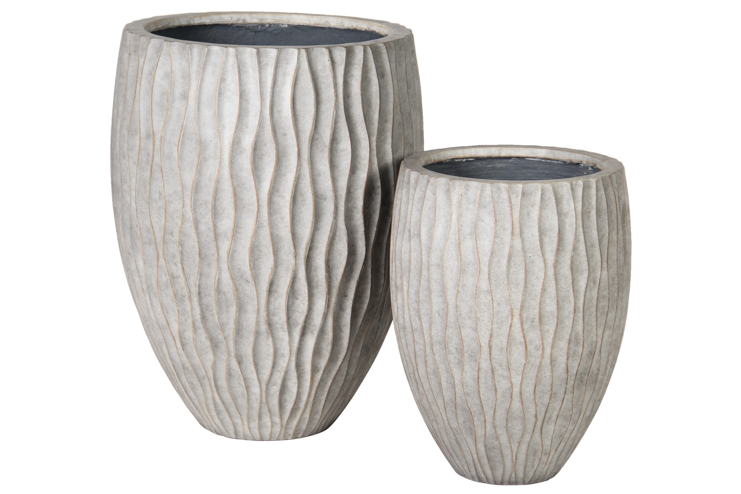 Cleve lotus vase waves set 2 – Rusty grey