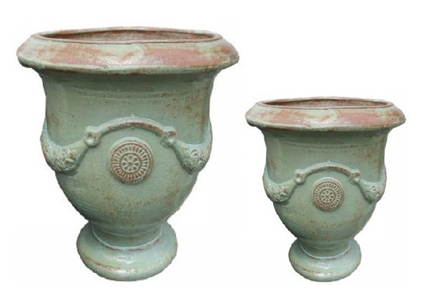 Glazed Anduze Vase set 2 – mint