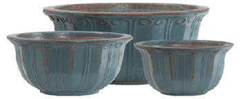 Glazed Bowl low set 3 – aqua