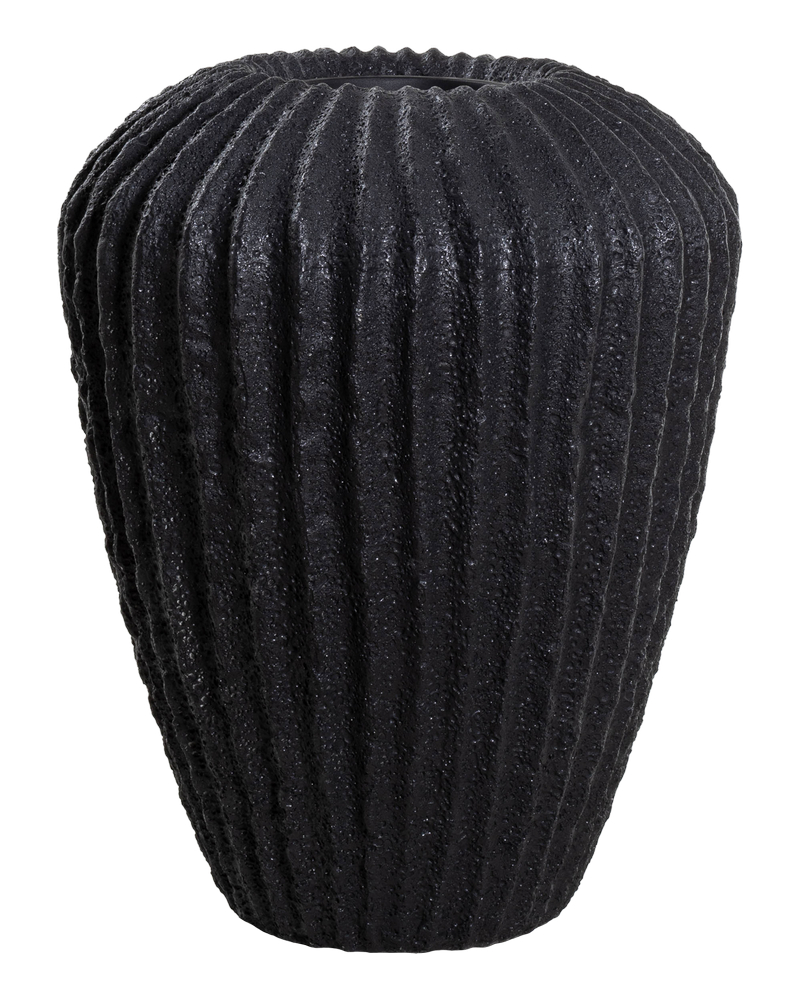 Poly glazed cactus vase + plastic pot A – black