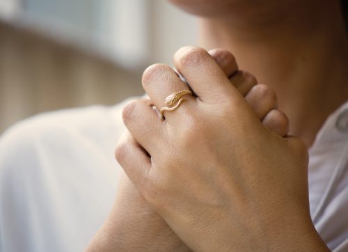 celine daoust from the earth yellow gold cobra diamonds ring