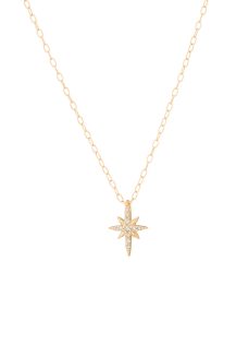celine daoust yellow gold diamond north star thin chain necklace
