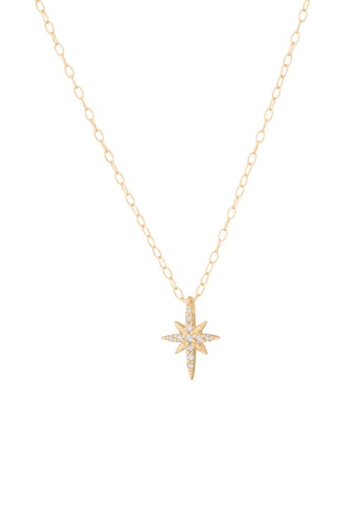 celine daoust yellow gold diamond north star thin chain necklace