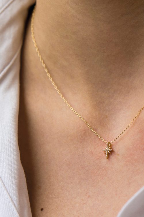 celline daoust rose gold stars and universe north star diamond chain necklace