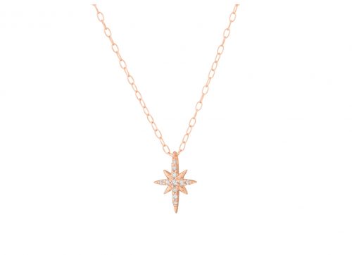 celine daoust rose gold white diamond north star chain necklace
