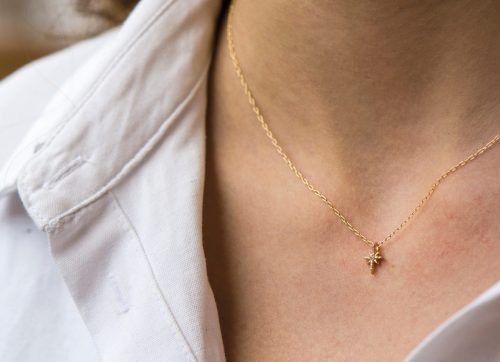celine daoust yellow gold stars and universe north star chain necklace
