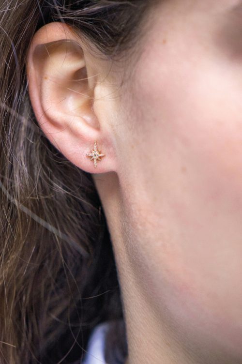 celine daoust rose gold stars and universe north star stud earrings