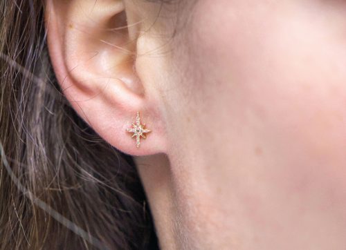 celine daoust rose gold stars and universe north star stud earrings