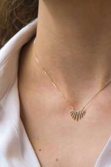 yellow gold rising sun diamond necklace celine daoust