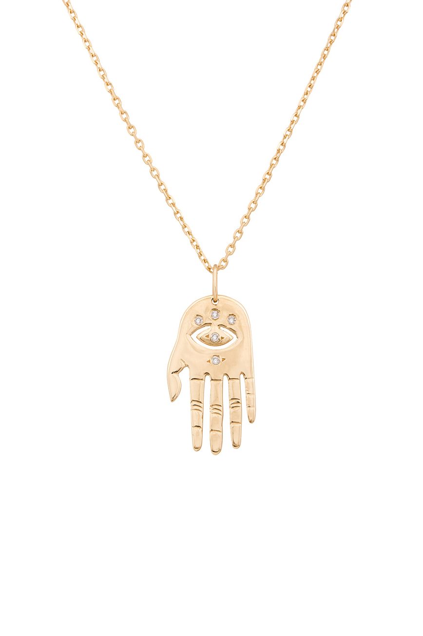 Evil Eye Hamsa Hand Necklace With Diamonds