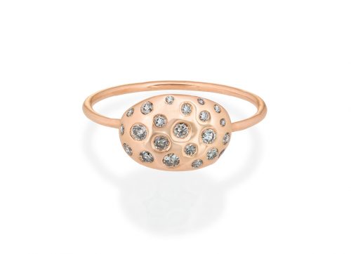 rose gold from the earth shell multi diamonds ring