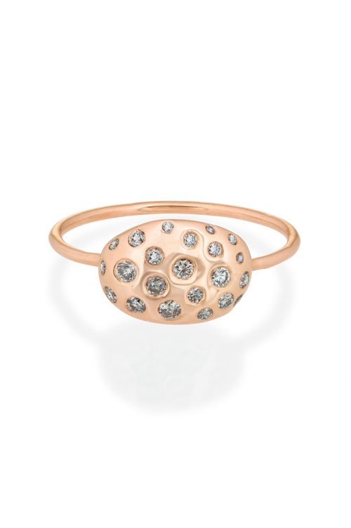 rose gold from the earth shell multi diamonds ring