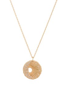 Celine Daoust Yellow Gold and Diamond Sun and Moon Medal Pendant Necklace