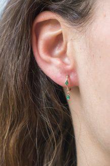 celine daoust protection and believe emeralds and diamonds eyes hoop set earrings