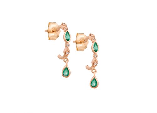 celine daoust protection and believe emeralds and diamonds eyes hoop set earrings