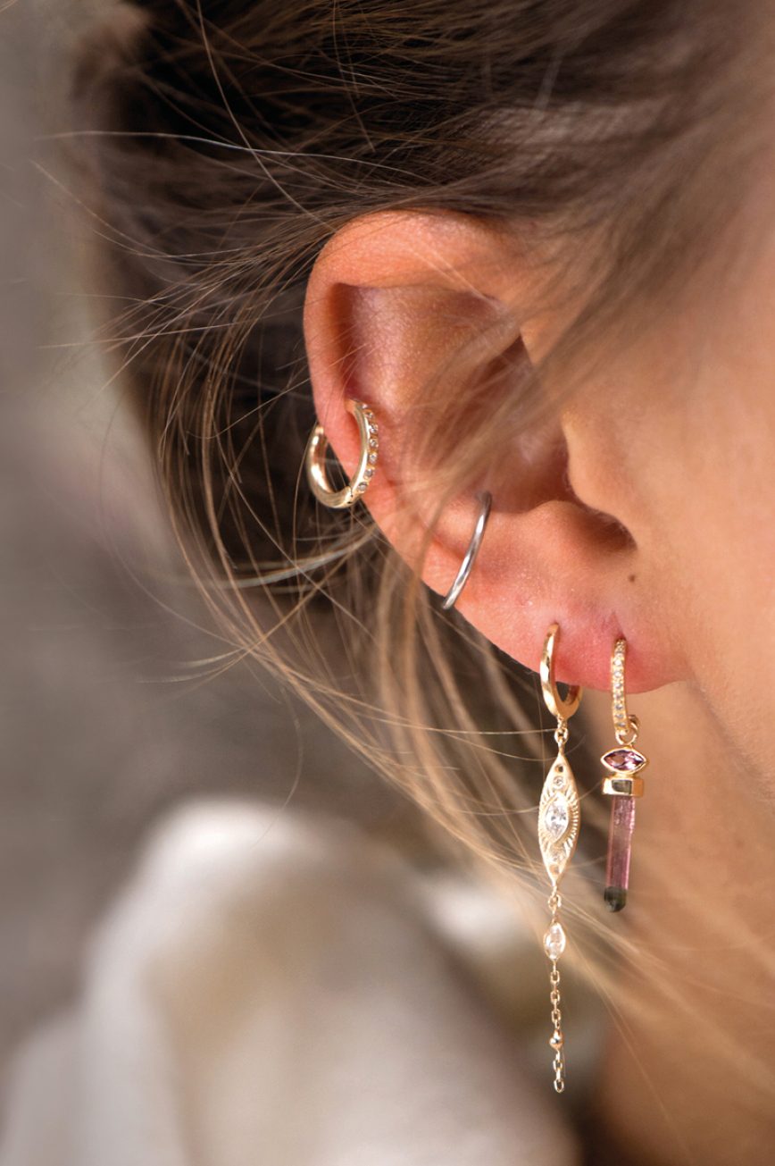 Mini Diamonds Huggies Hoop Earrings - Celine Daoust - Celine Daoust