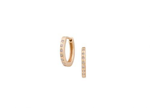 celine daoust gold mini diamond huggie hoop earrings